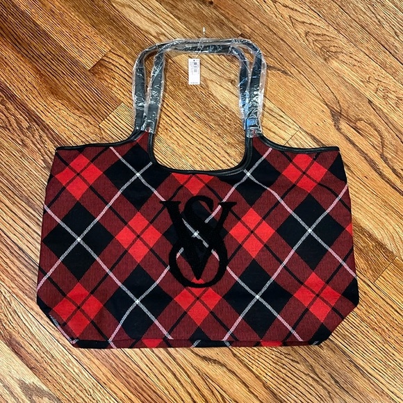 Victoria's Secret Handbags - Victoria’s Secret holiday Tartan tote bag NWT